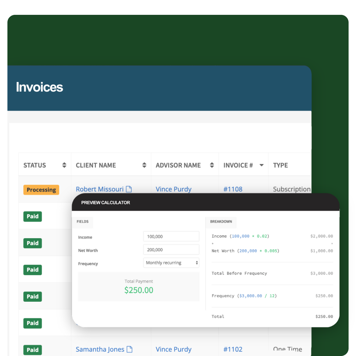 Website Image - AdvicePay Platform Invoices and Preview Calculator - Enterprise (2)